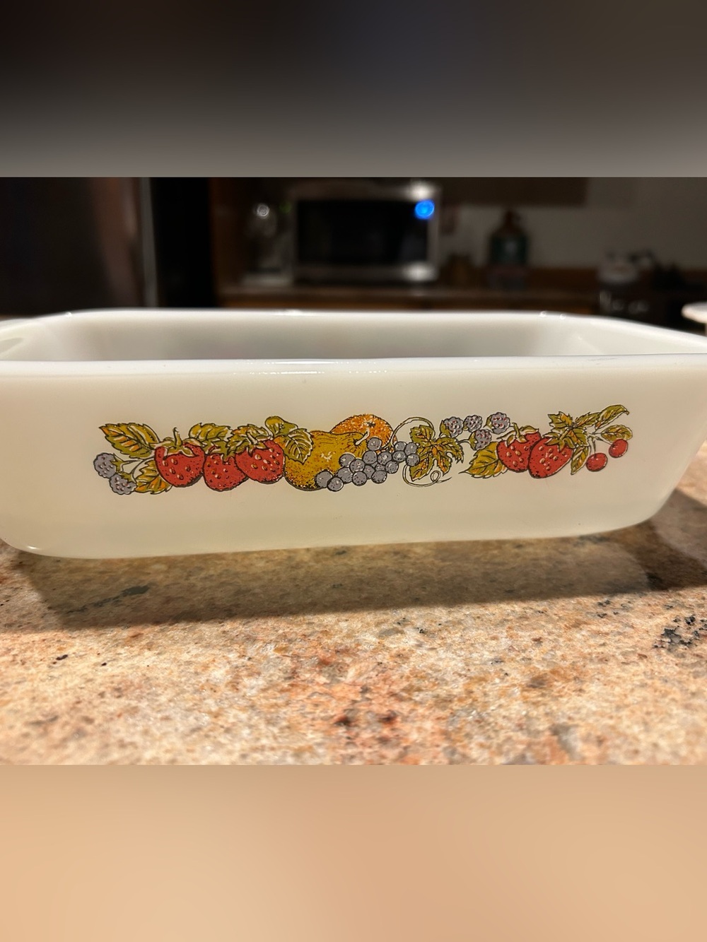 Fire King #441 Natures Bounty 9”Bread Loaf Opaque Milk Glass Dish NWOT 1970’s